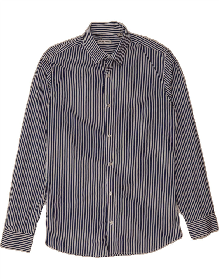 JACK & JONES Mens Shirt Large Blue Striped Cotton Vintage Jack & Jones and Second-Hand Jack & Jones from Messina Hembry 