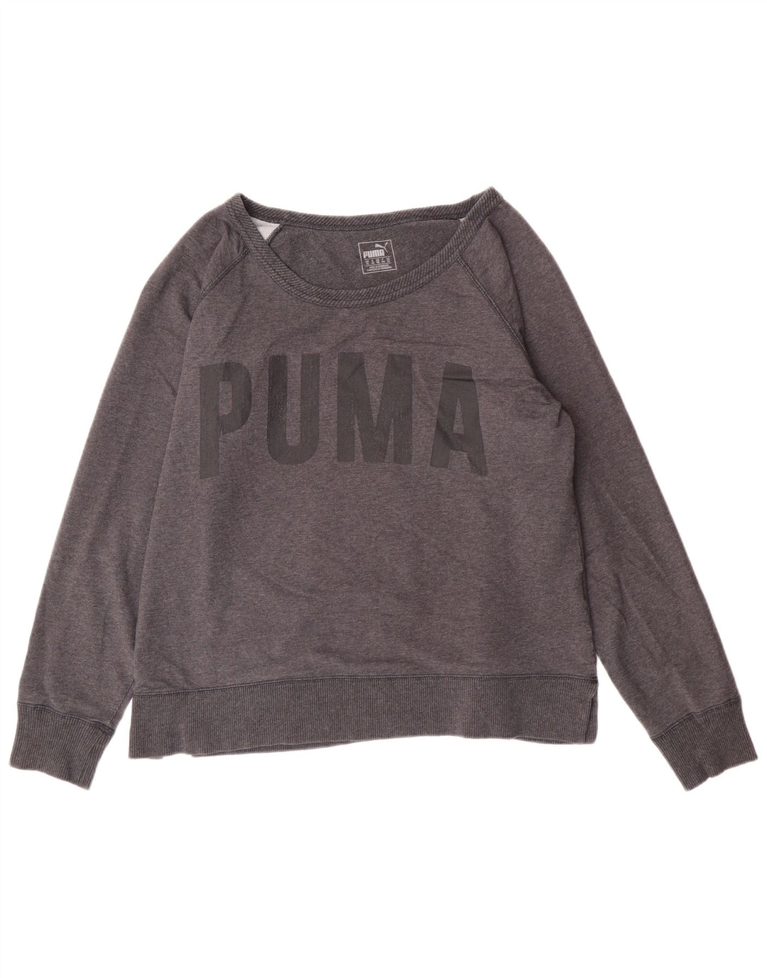 Puma Womens Crop Graphic Moletom Jumper Reino Unido 16 Grande Cinza