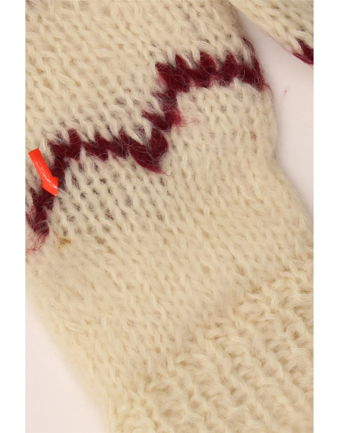 Suéter feminino vintage com gola redonda UK 14 Médio Off White Aztec