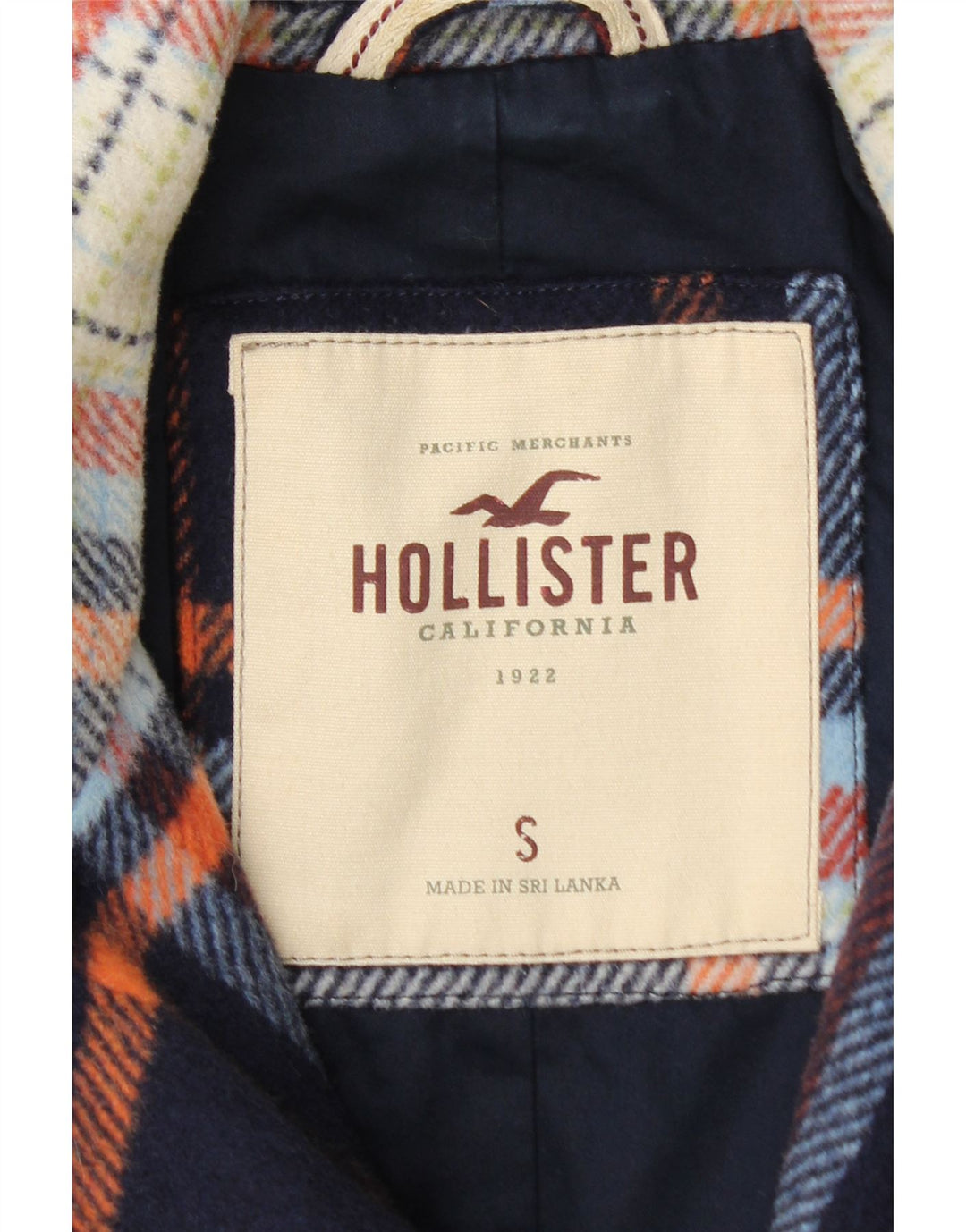 Jaqueta bomber feminina Hollister Reino Unido 10 pequena lã xadrez azul marinho