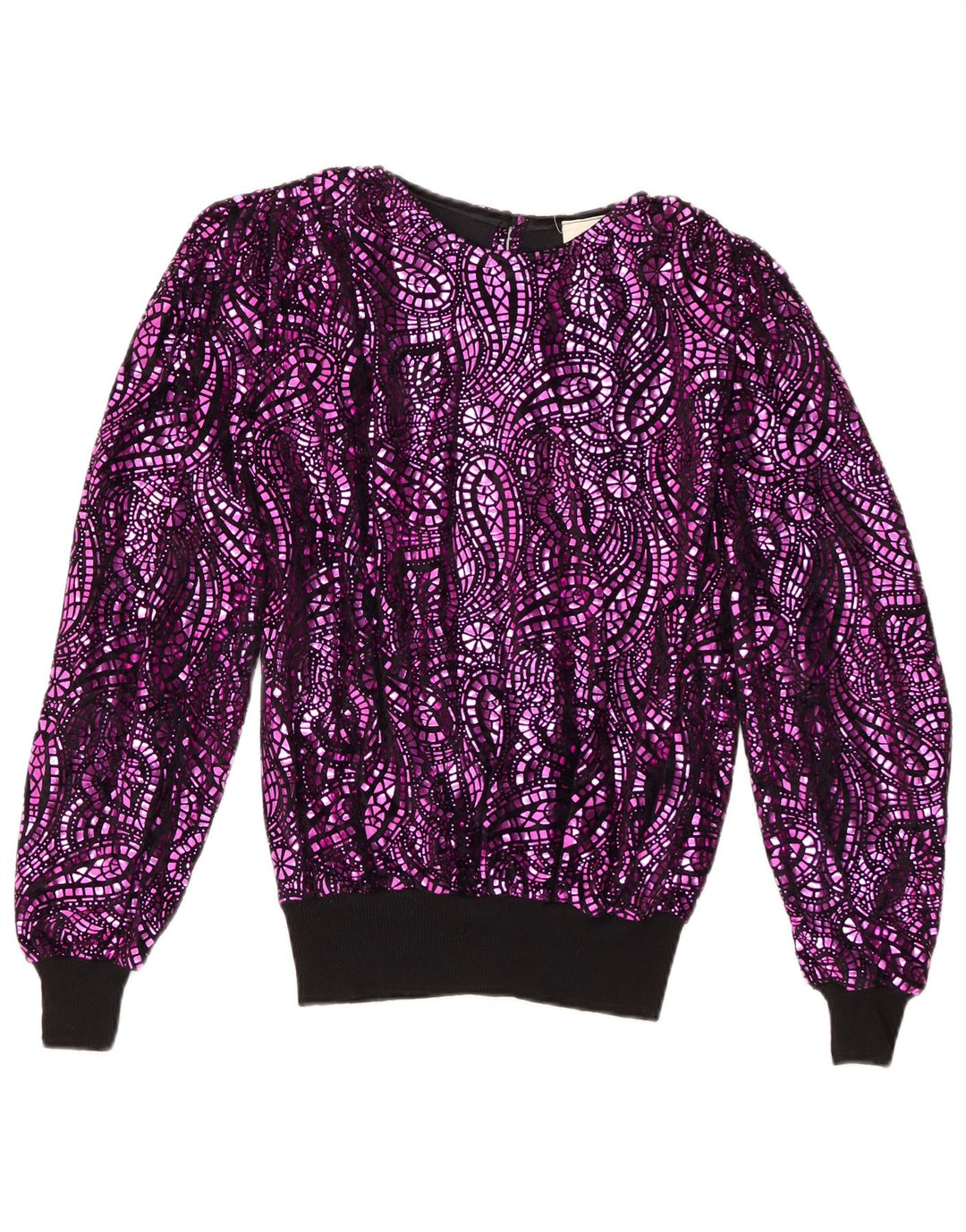 Blusa oversized feminina vintage EU 38 acetato paisley roxo médio