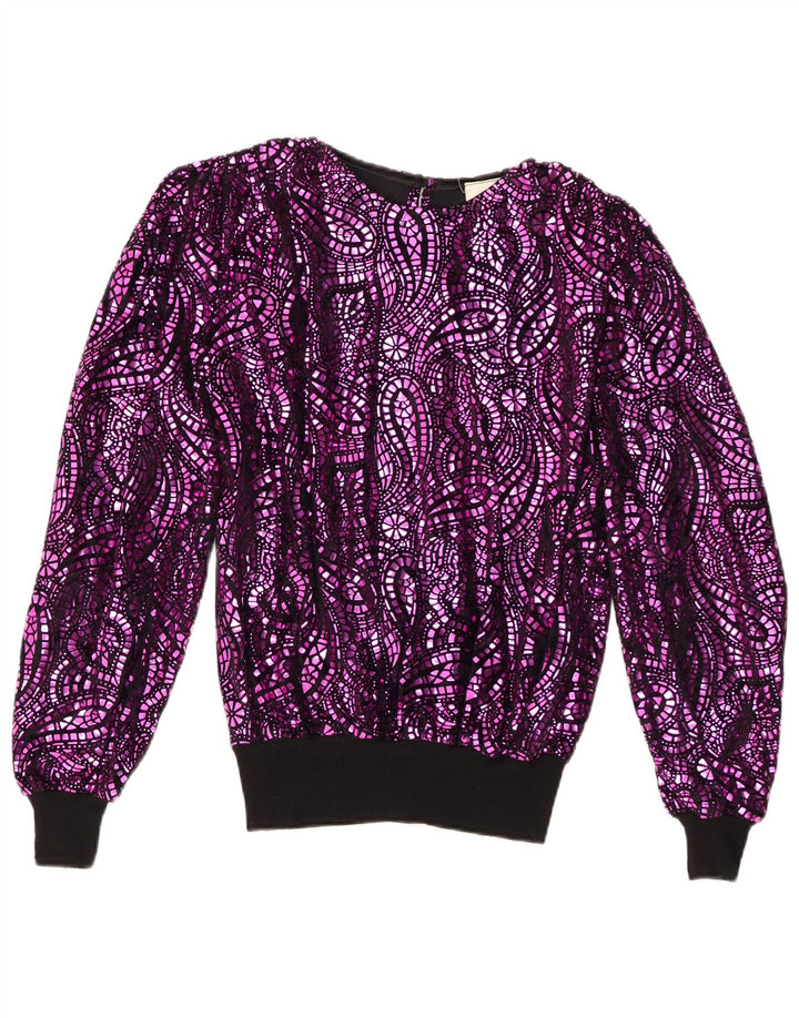 Blusa oversized feminina vintage EU 38 acetato paisley roxo médio