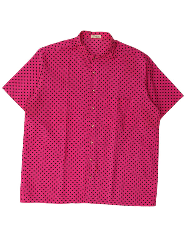 Camisa feminina vintage de manga curta UK 20 2XL bolinhas rosa