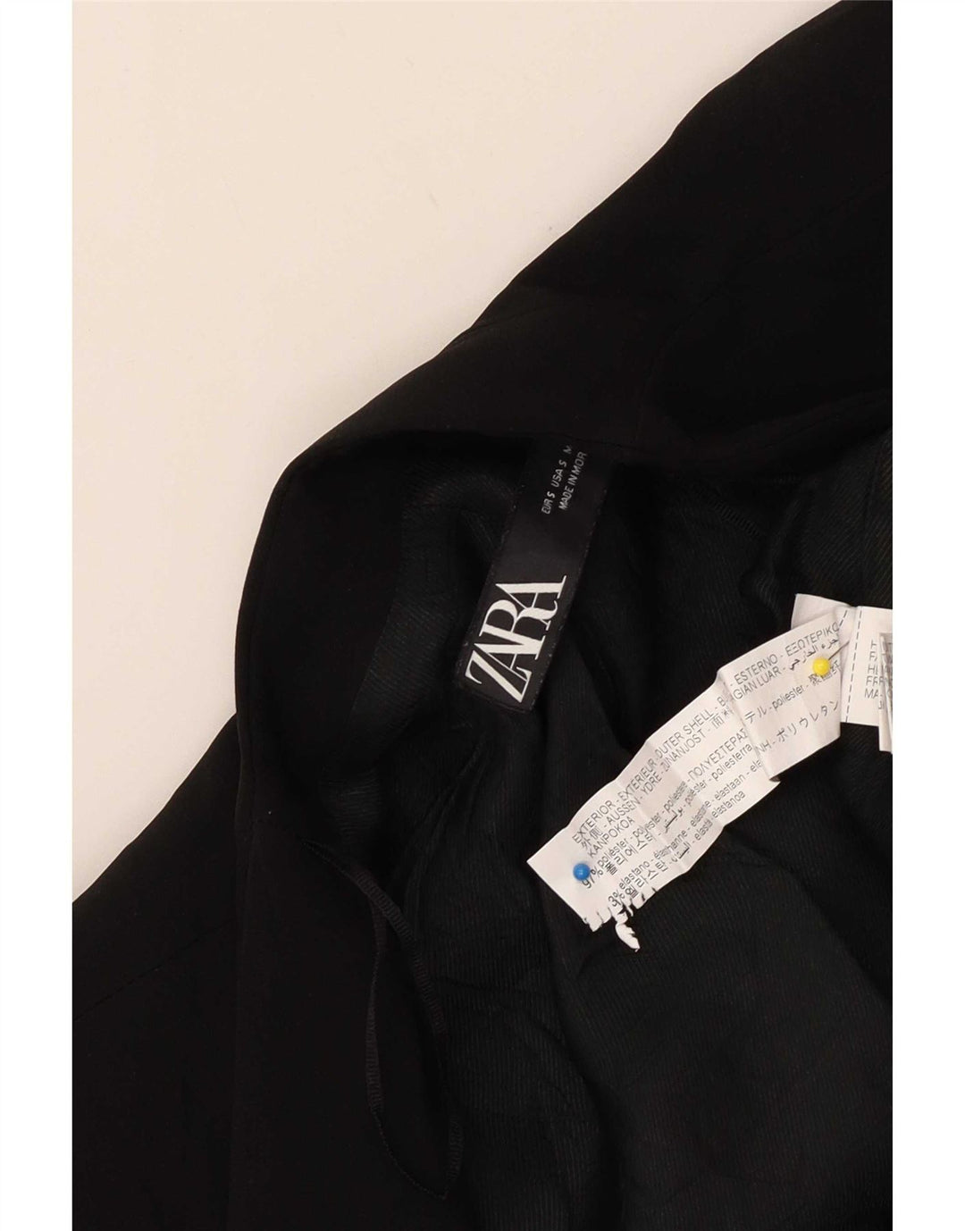 Zara Womens Open Blazer Jacket UK 10 Small Black Poliéster