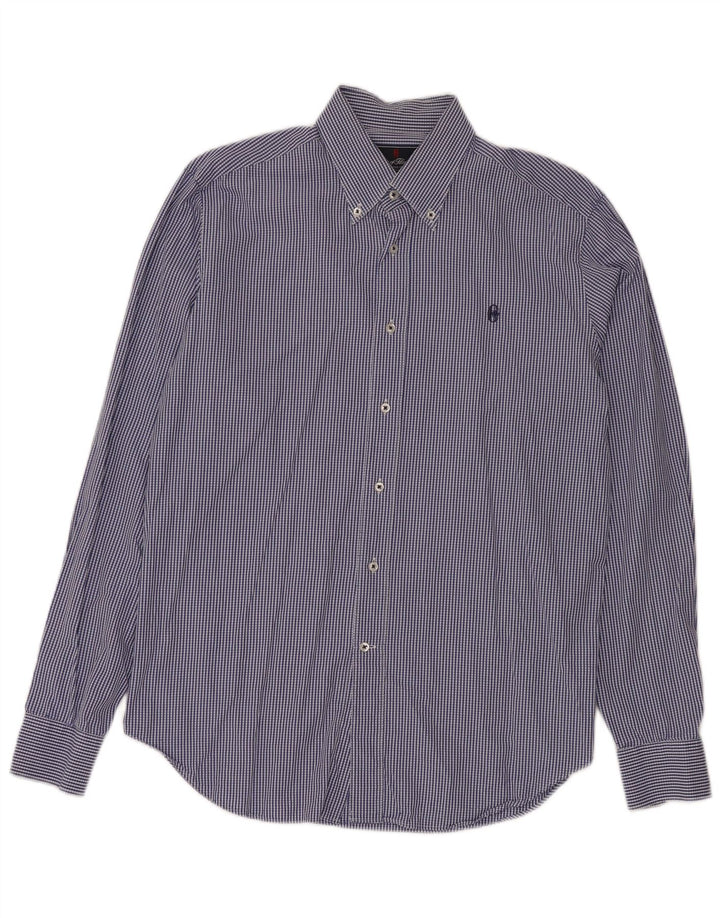 Camisa masculina CONTE OF FLORENCE grande algodão guingão azul