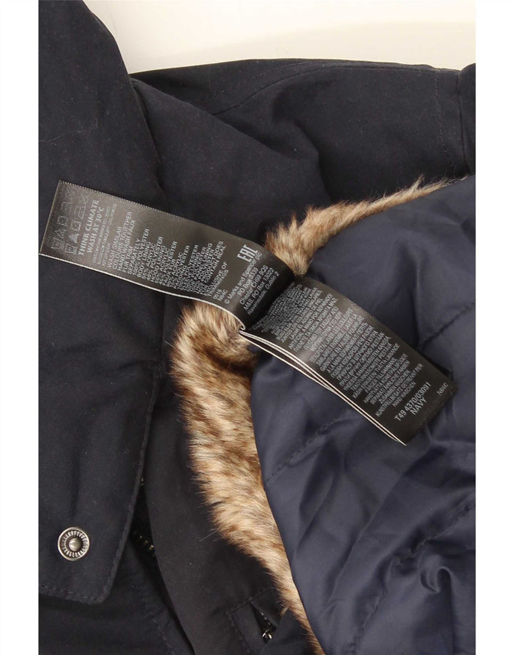 Jaqueta parka feminina com capuz Marks & Spencer Reino Unido 20 3XL poliéster azul marinho