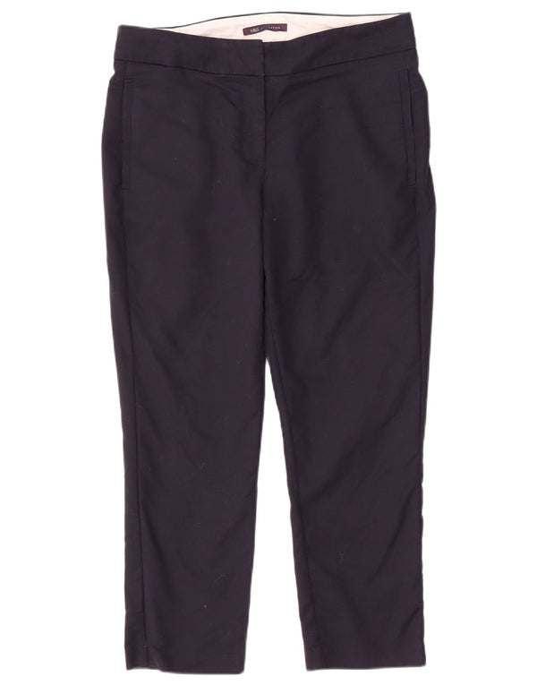 Calça feminina Marks & Spencer Slim Cropped Reino Unido 12 Médio W32 L25 Azul Marinho