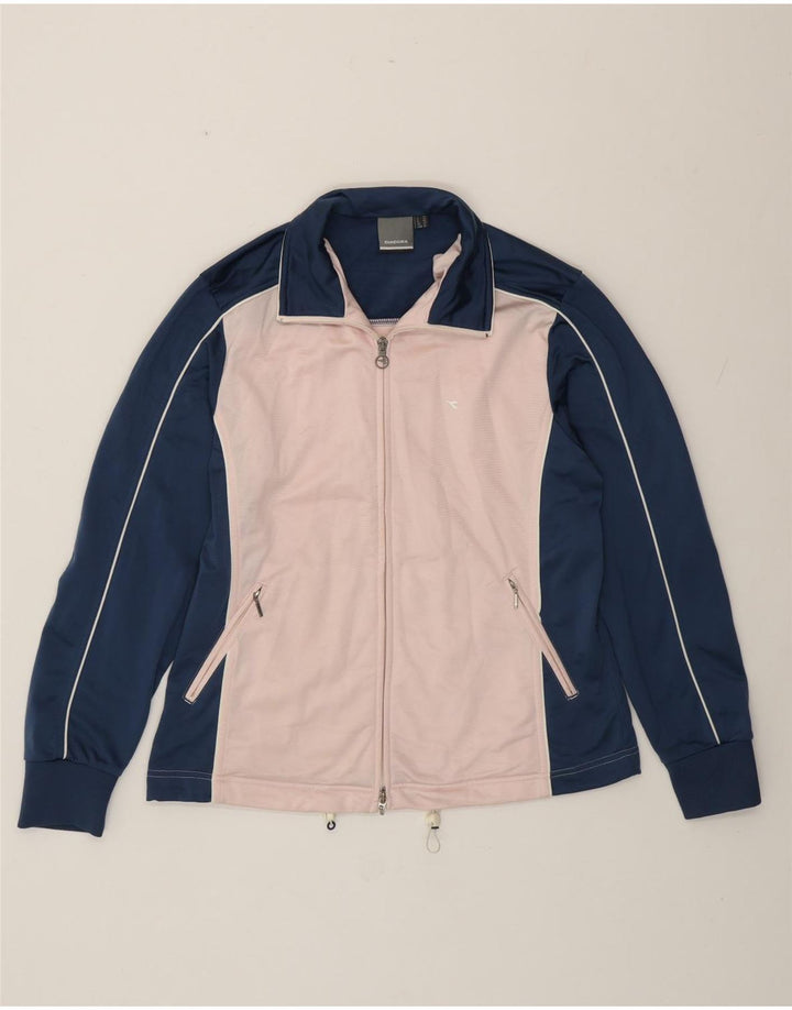 Jaqueta feminina Diadora UK 14 grande azul colorblock poliéster