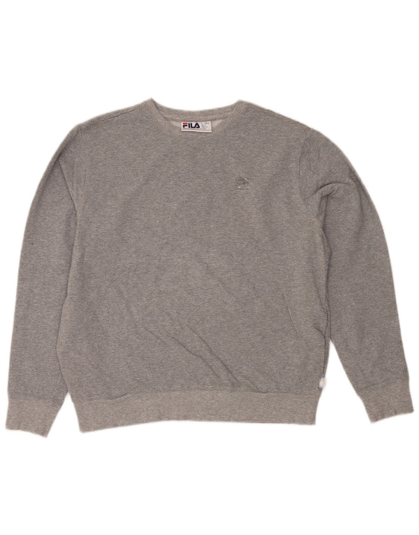 Fila moletom feminino jumper UK 16 grande algodão manchado cinza