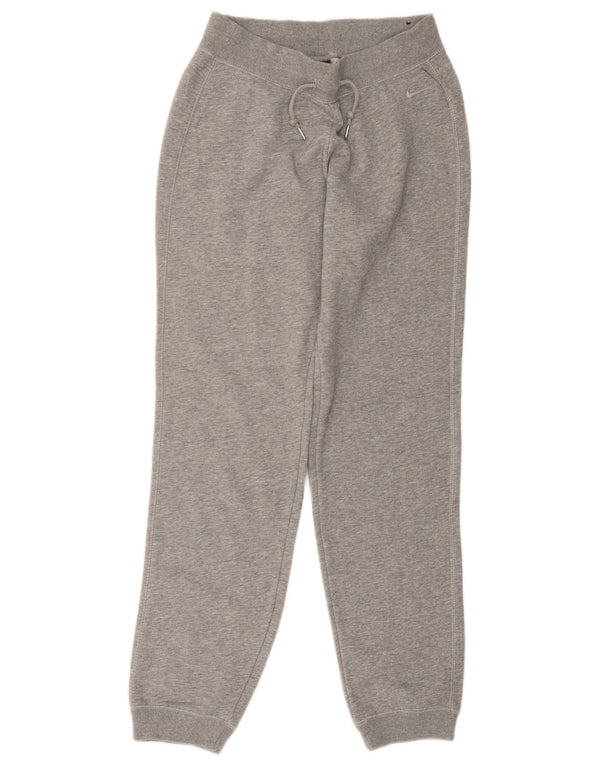 Calça de treino feminina Nike Joggers UK 8 pequena cinza manchada de algodão