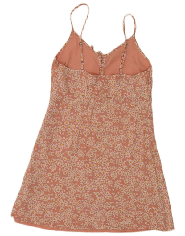 Vestido deslizante feminino Hollister Reino Unido 8 poliéster floral rosa pequeno