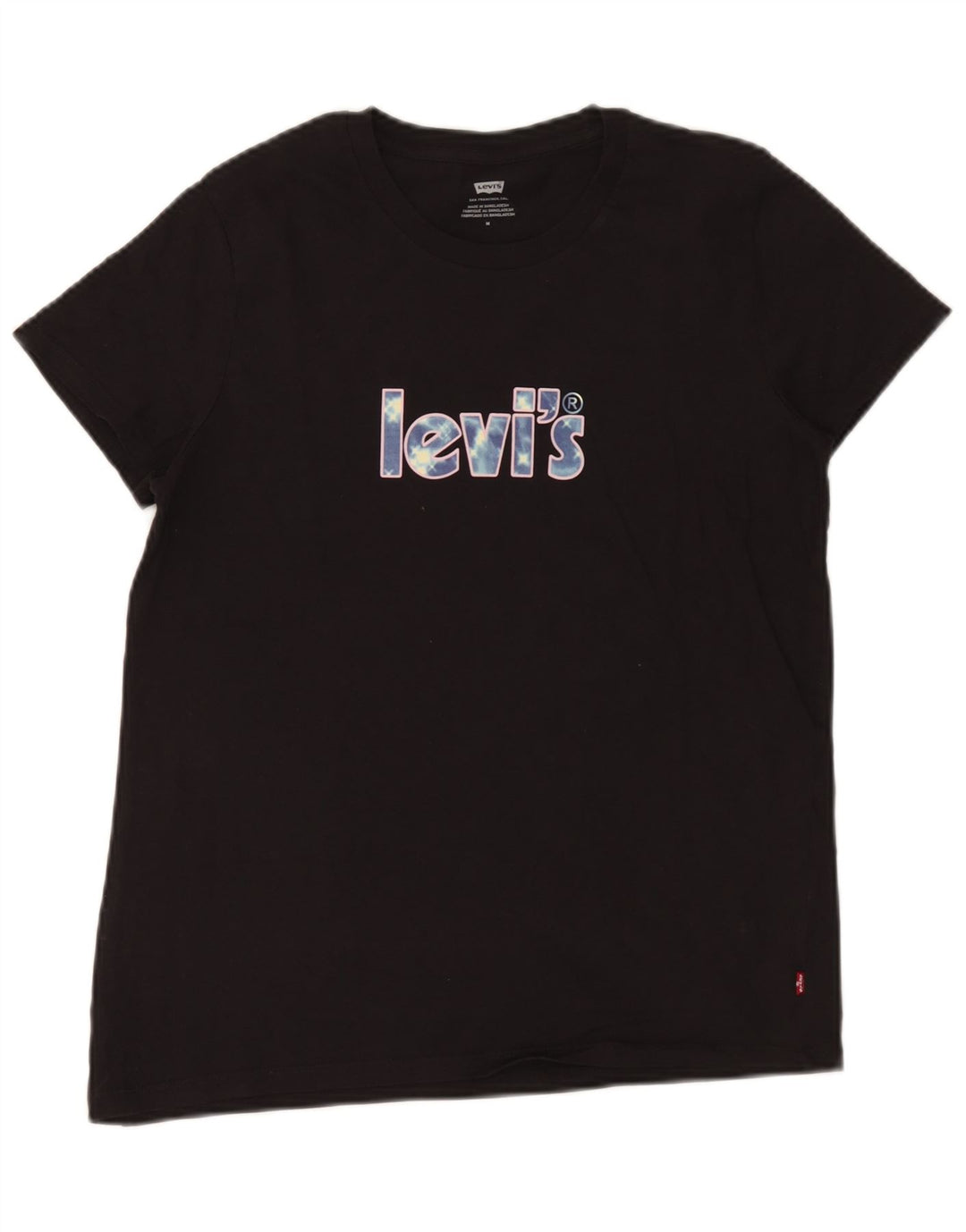 Camiseta feminina gráfica Levi's Top UK 12 algodão preto médio
