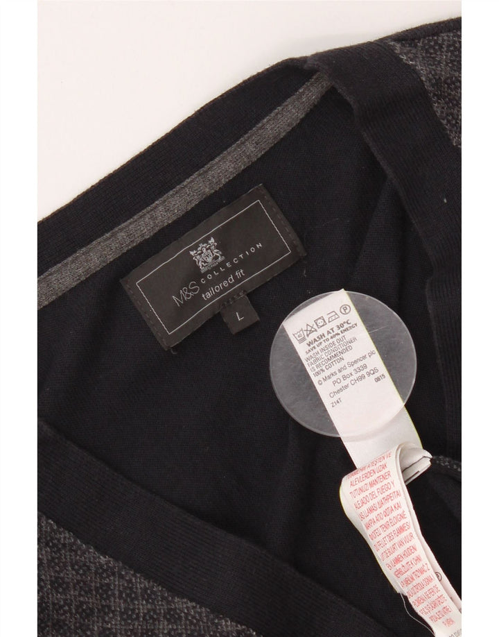 Suéter cardigã masculino Marks & Spencer sob medida grande azul marinho