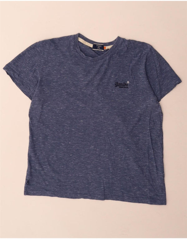 Camiseta masculina Superdry Top grande algodão manchado azul marinho
