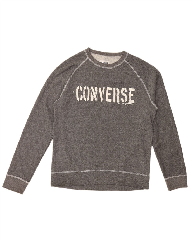 Converse masculino gráfico moletom jumper médio cinza algodão
