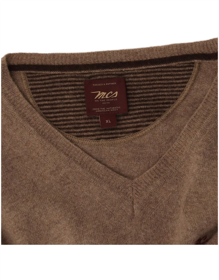 MARLBORO CLASSICS Mens V-Neck Jumper Sweater XL Brown