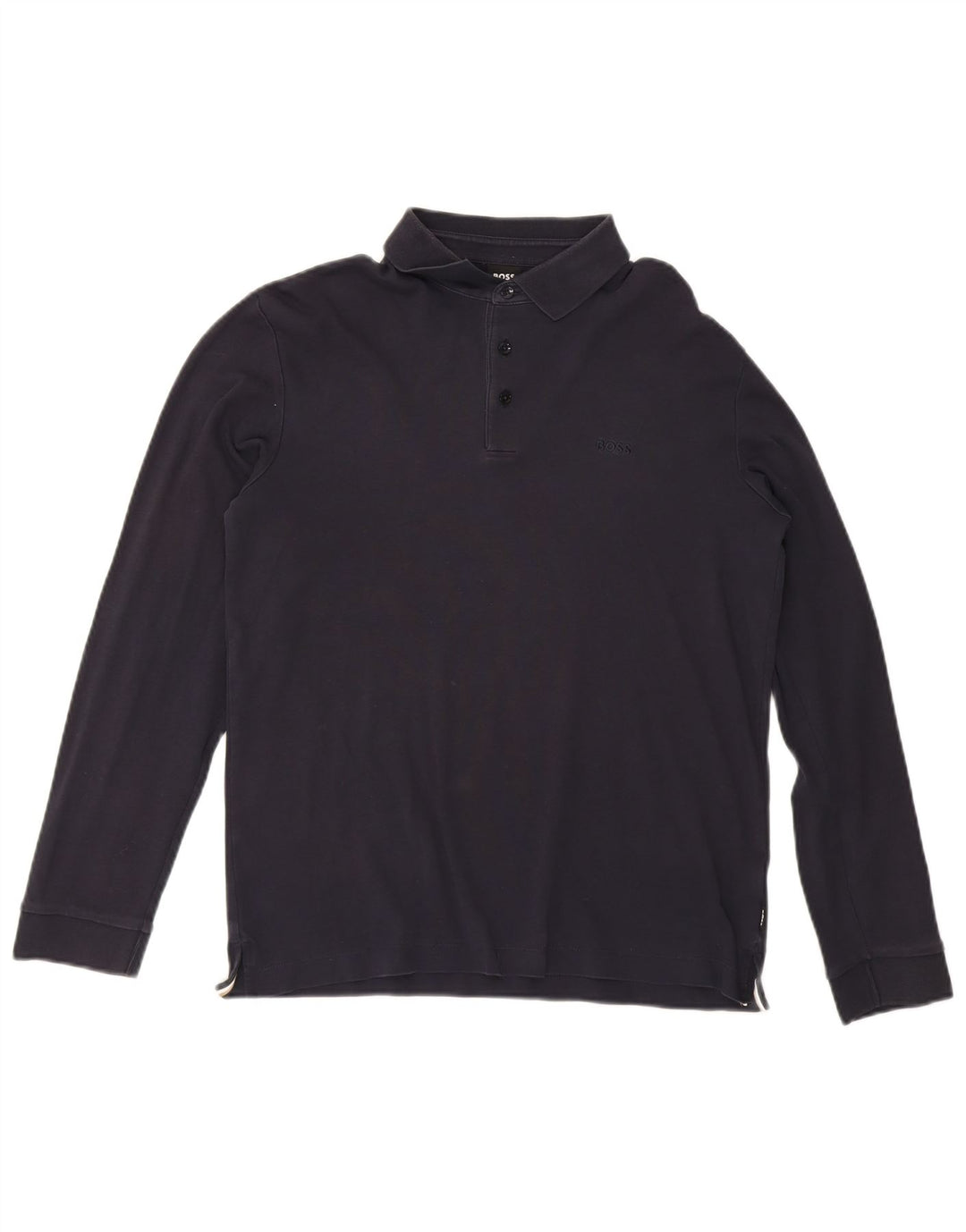HUGO BOSS Mens Long Sleeve Polo Shirt Medium Navy Blue