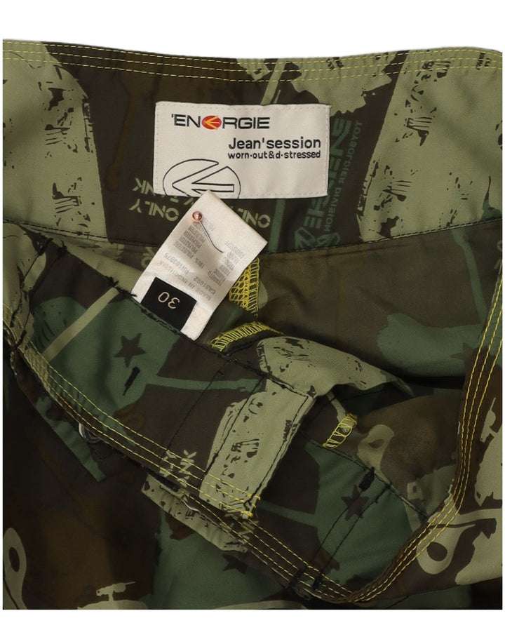 Energie Mens Graphic Natação Shorts Médio Poliéster Cáqui