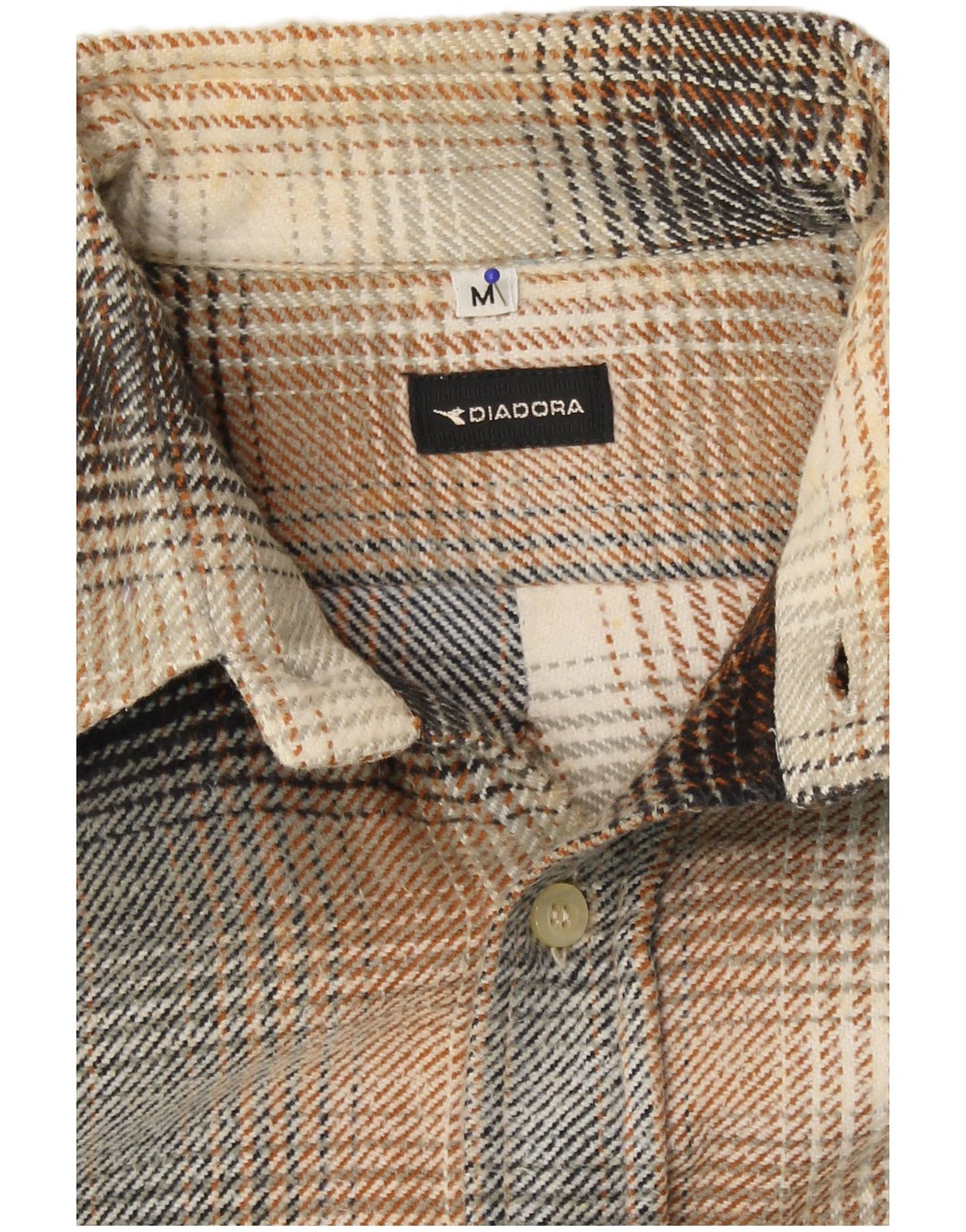 Camisa masculina de flanela Diadora xadrez marrom médio