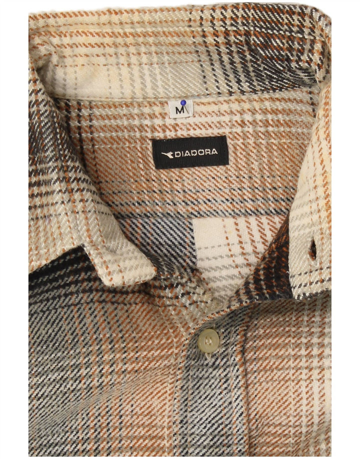 Camisa masculina de flanela Diadora xadrez marrom médio