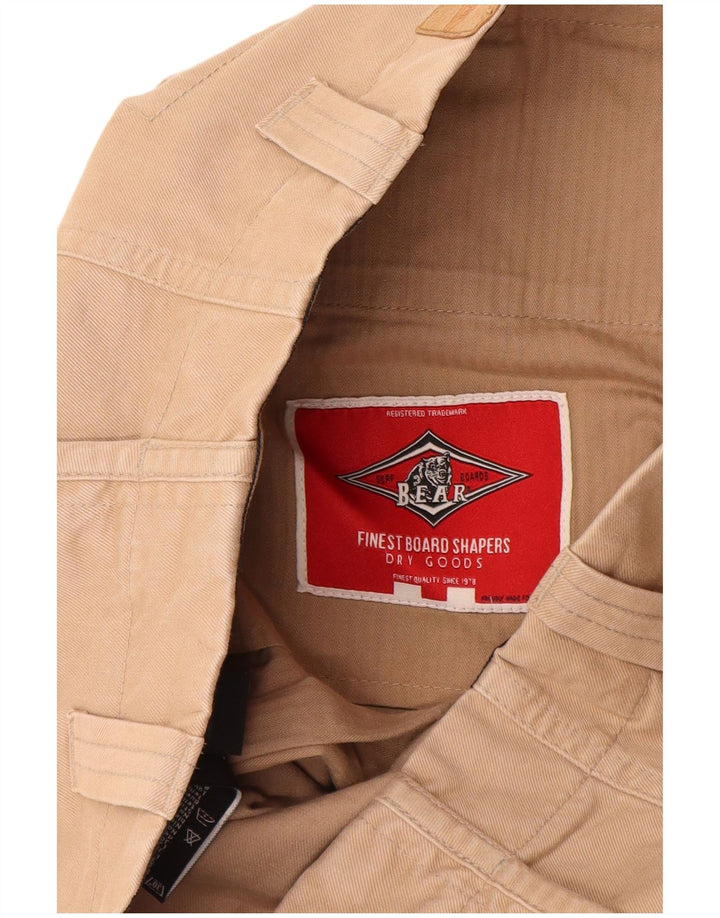 Bear Mens Cargo Shorts W30 Algodão Bege Médio
