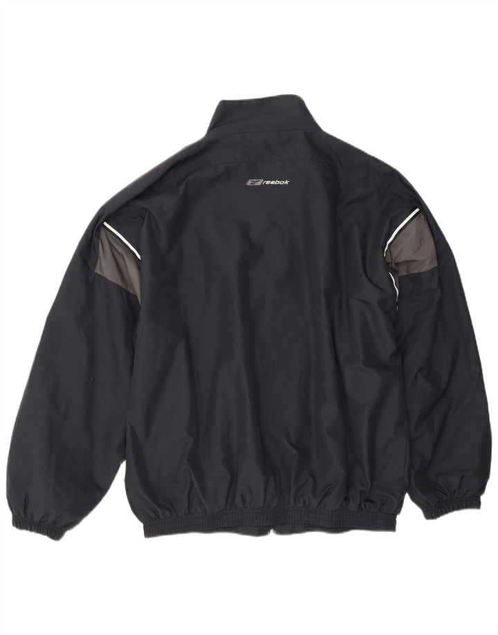 Reebok Mens Loose Fit Tracksuit Top Jaqueta Médio Preto Colorblock