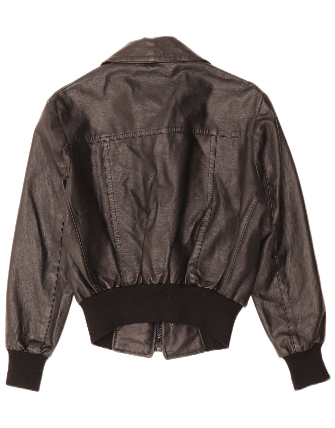 Jaqueta de couro feminina VINTAGE UK 12 média preta