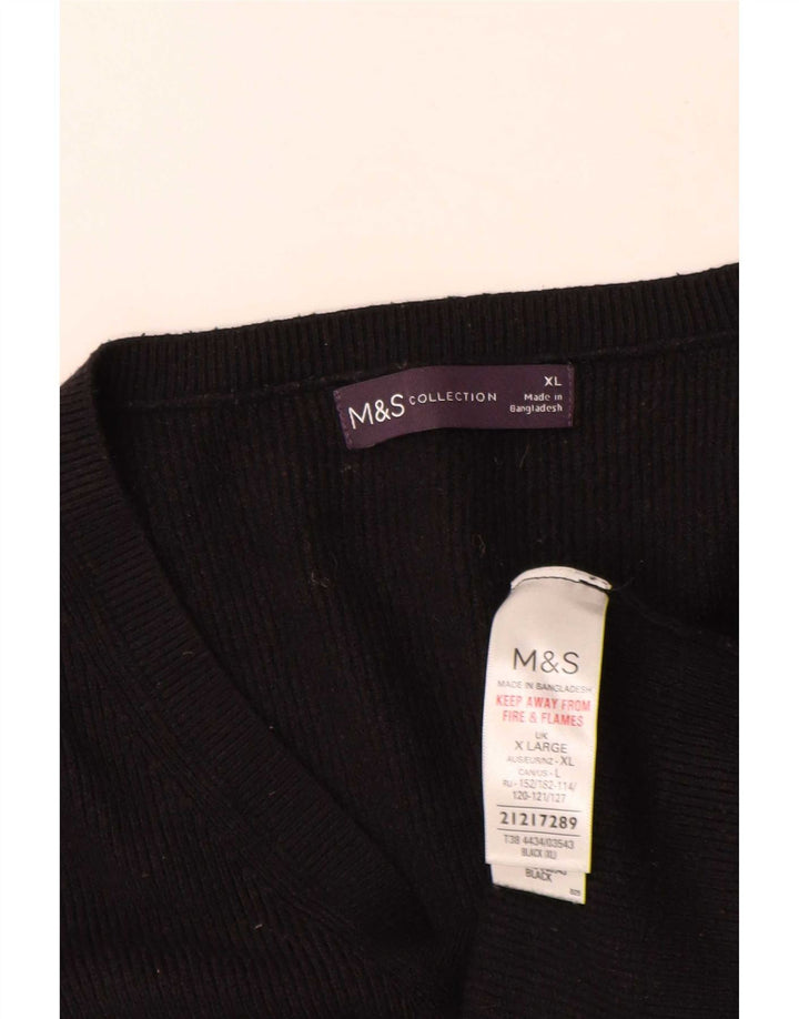 Suéter feminino Marks & Spencer grande com decote em V Reino Unido 18 XL preto