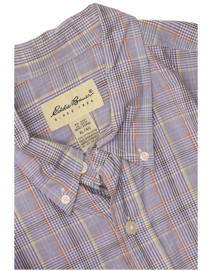 Camisa masculina Eddie Bauer XL azul xadrez algodão