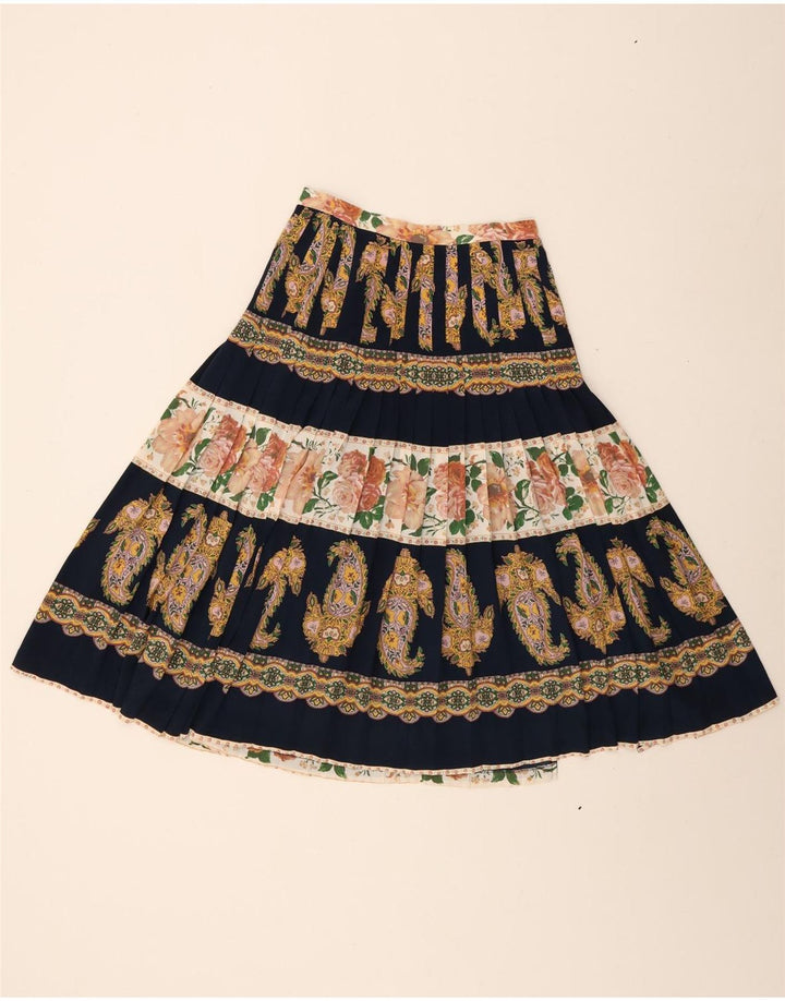 Saia feminina plissada em linha A Emmegi IT 42 médio W26 paisley multicolorido