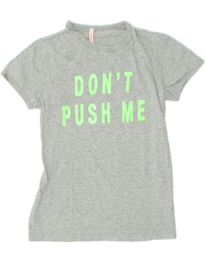 SUN68 Girls Graphic T-Shirt Top 9-10 Years Grey Cotton Vintage Sun68 and Second-Hand Sun68 from Messina Hembry 