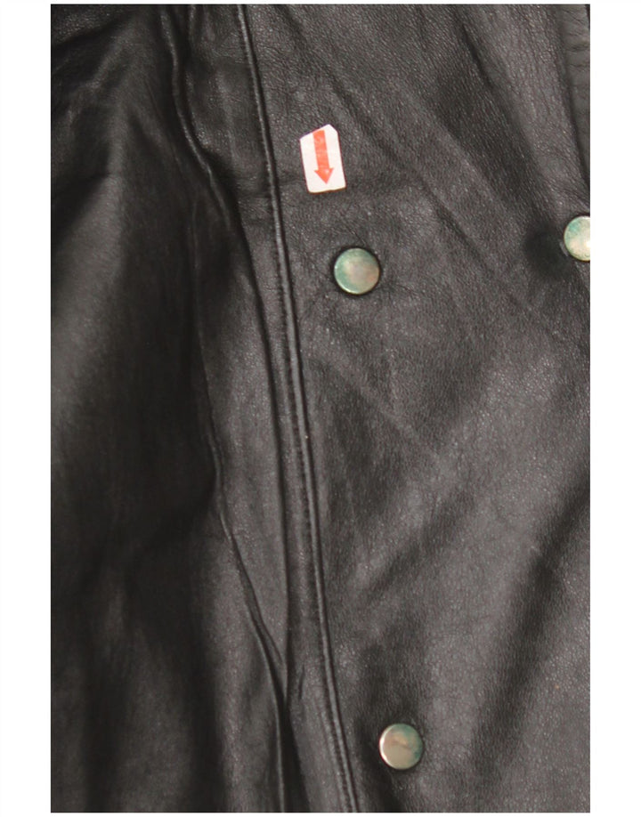 Jaqueta feminina de couro superdimensionada VINTAGE EU 42 couro preto grande