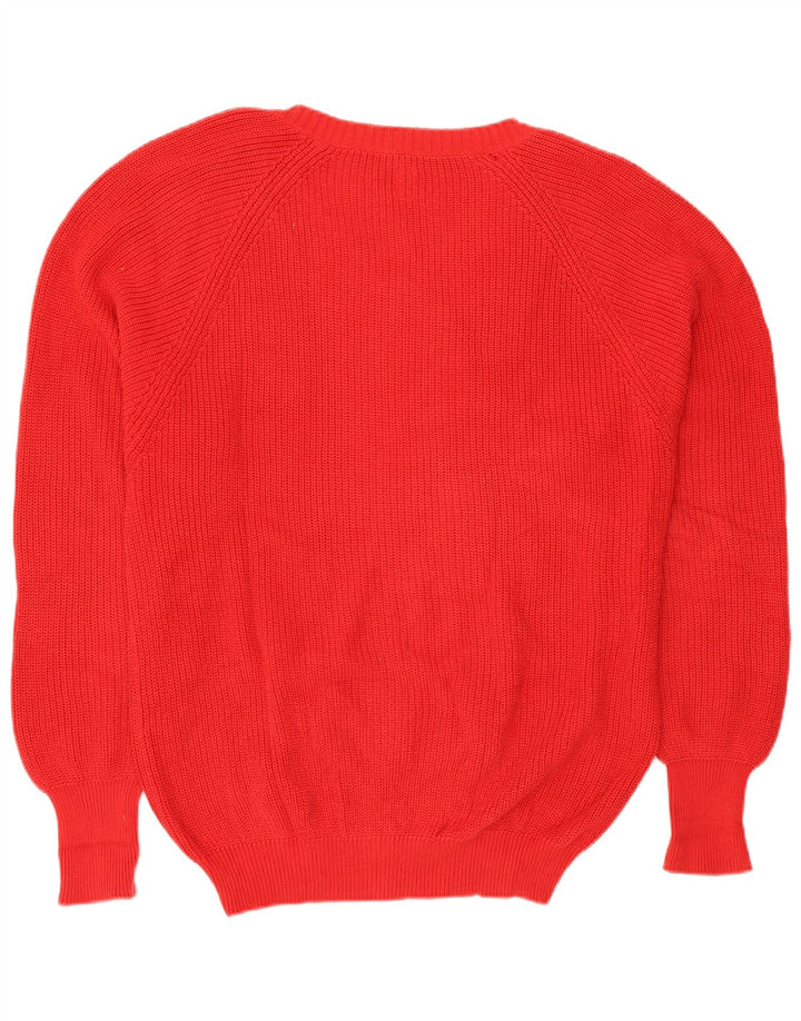 Suéter masculino VINTAGE com decote em V grande algodão vermelho