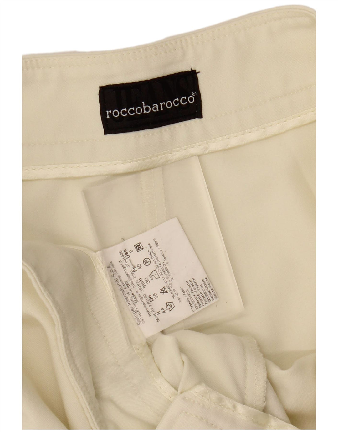 ROCCOBAROCCO Calça feminina de terno reto IT 44 Médio W27 L30 Off White