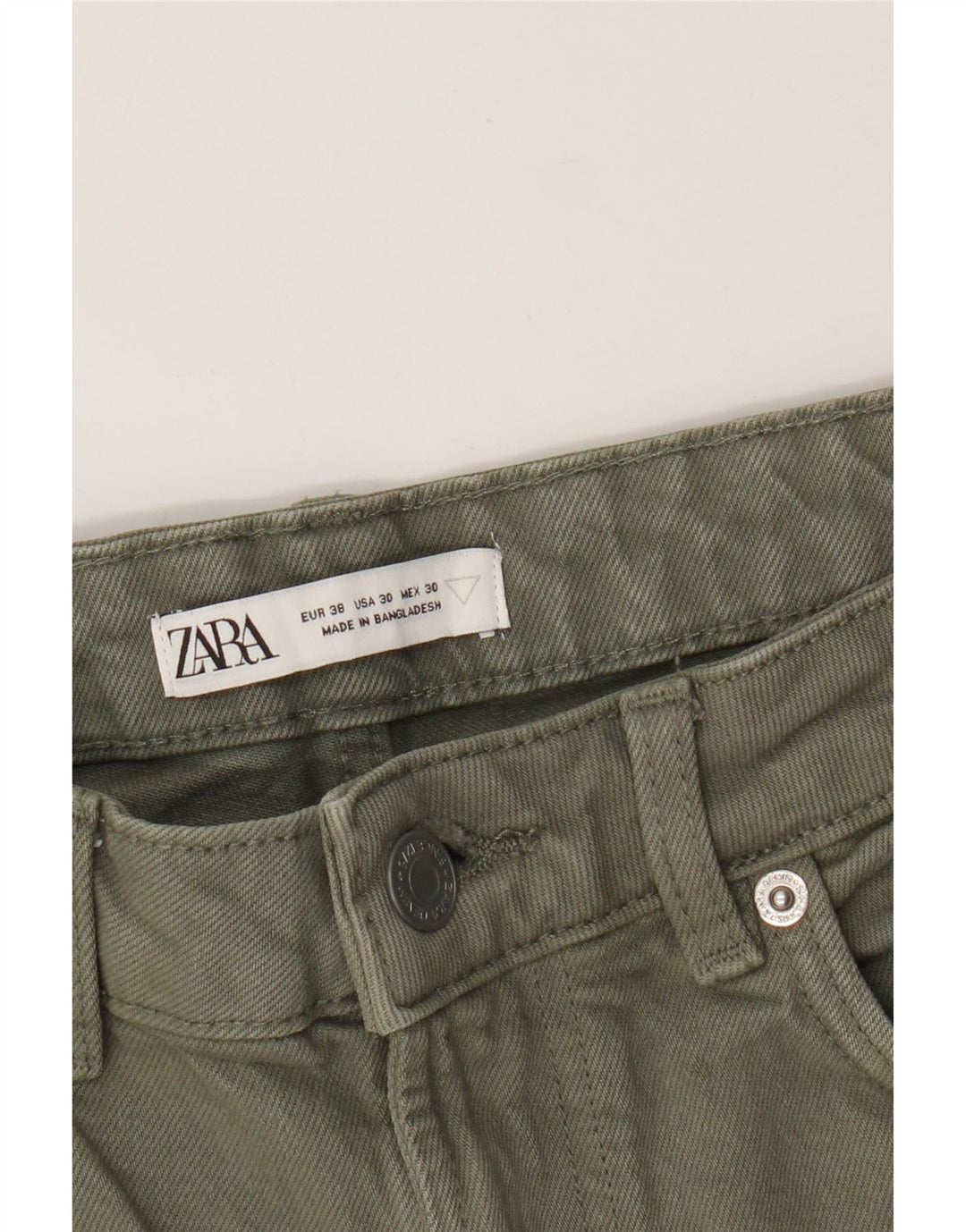 Zara Mens Denim Shorts EU 38 Pequeno W30 Verde