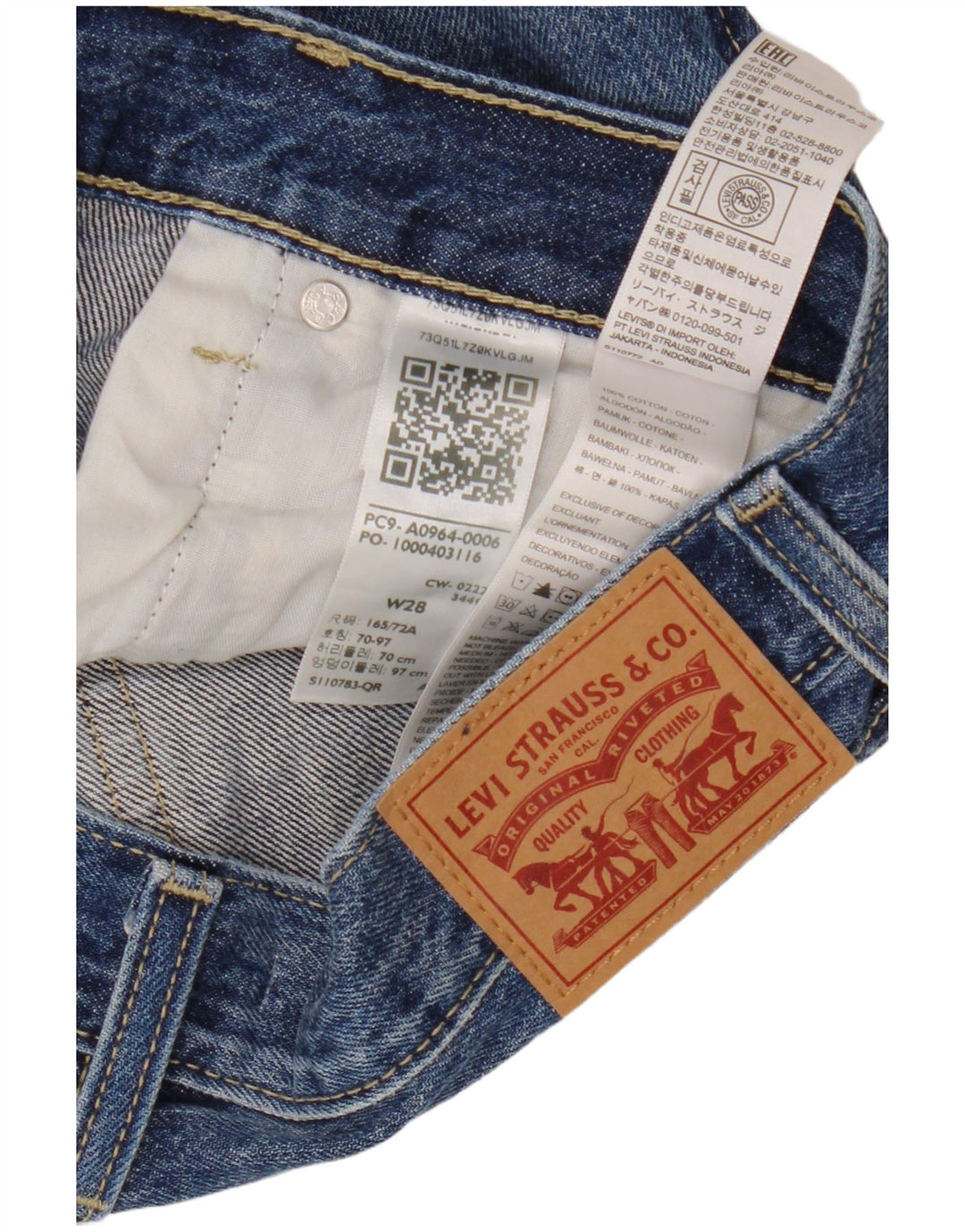 Calça jeans feminina LEVI'S Low Pro desgastada reta W28 L31 algodão azul