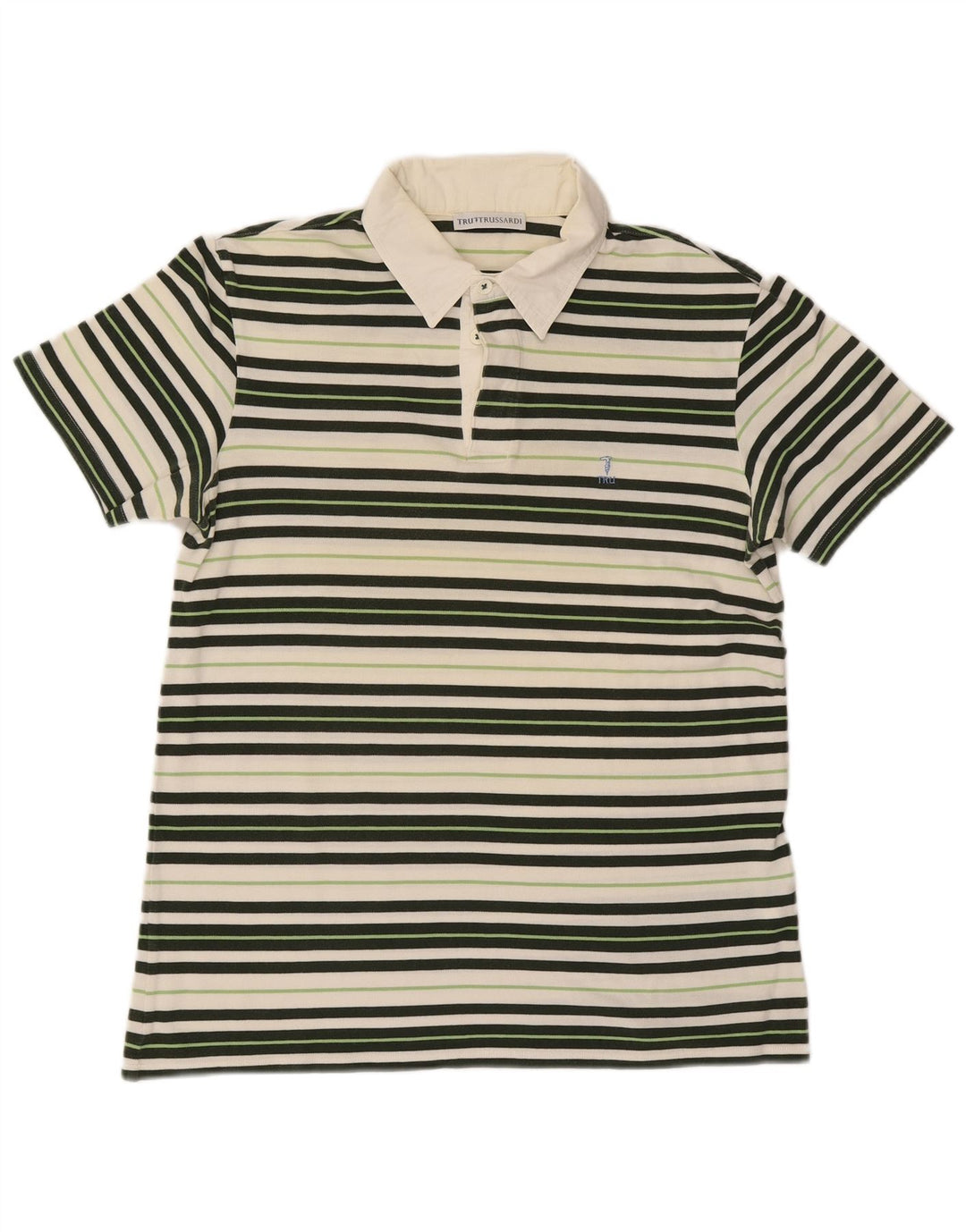 Camisa polo masculina Trussardi de algodão listrado multicolorido médio
