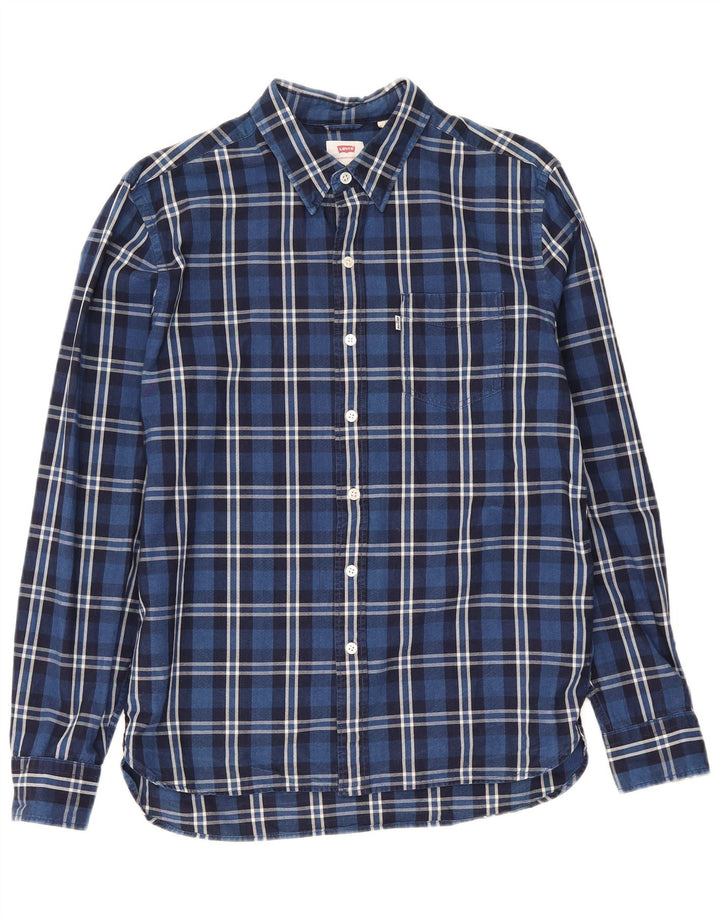 Camisa masculina Levi's média xadrez azul marinho algodão