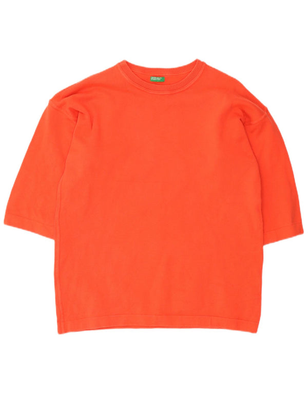 Suéter masculino Benetton manga 1/2 com gola redonda XS algodão laranja
