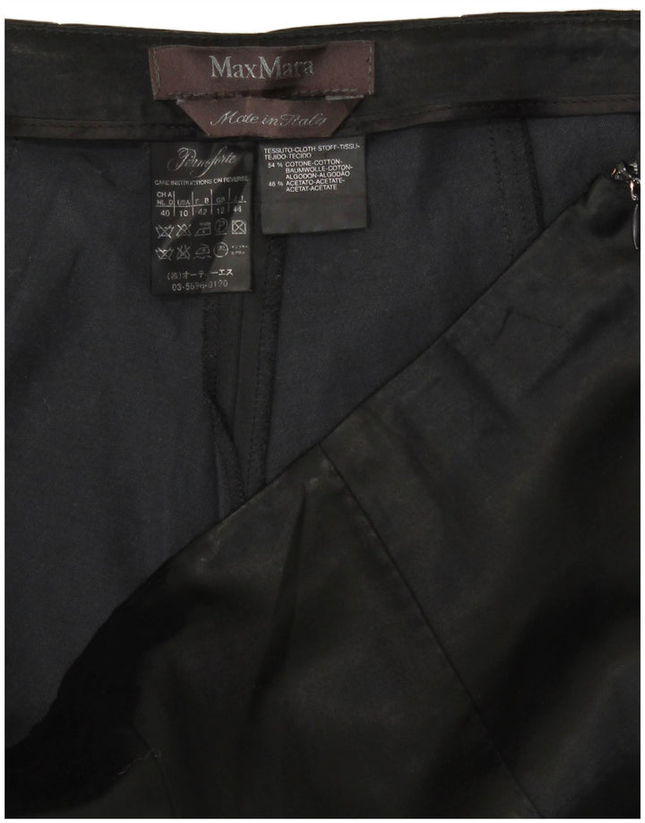 Calças cortadas femininas Max Mara UK 12 médio W30 L23 algodão preto