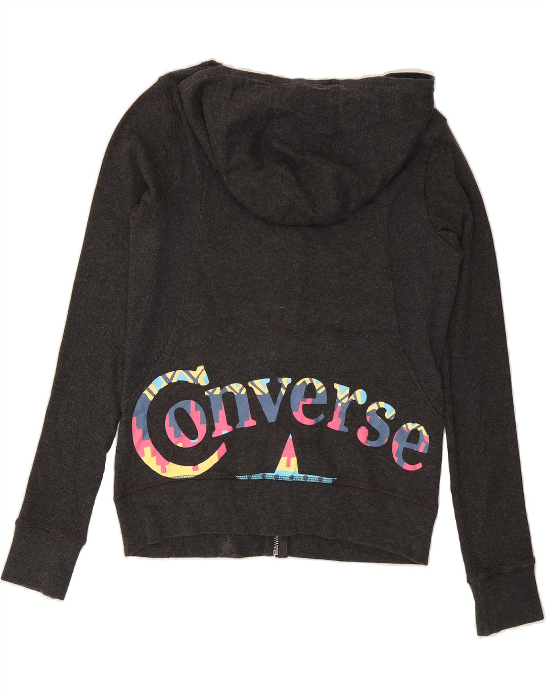 CONVERSE Womens Graphic Zip Hoodie Sweater UK 16 Large Grey Cotton Vintage Converse and Second-Hand Converse from Messina Hembry 