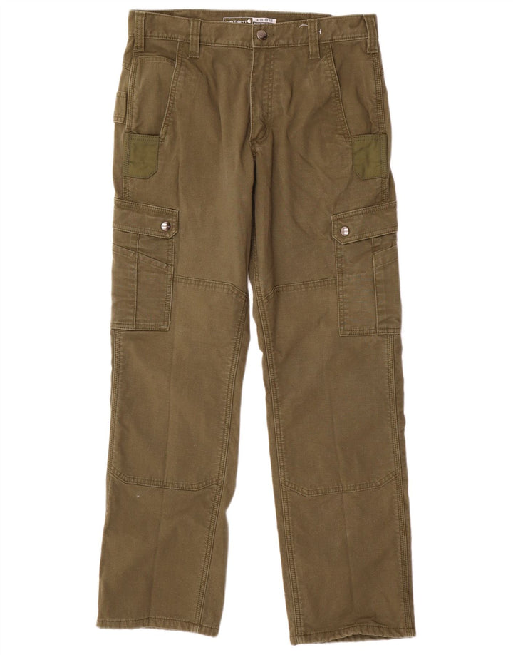 Calça cargo masculina Carhartt com ajuste relaxado W32 L32 algodão cáqui
