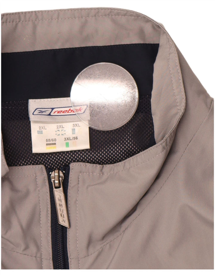 REEBOK Mens Treino Top Jacket 2XL Cinza Colourblock Poliéster