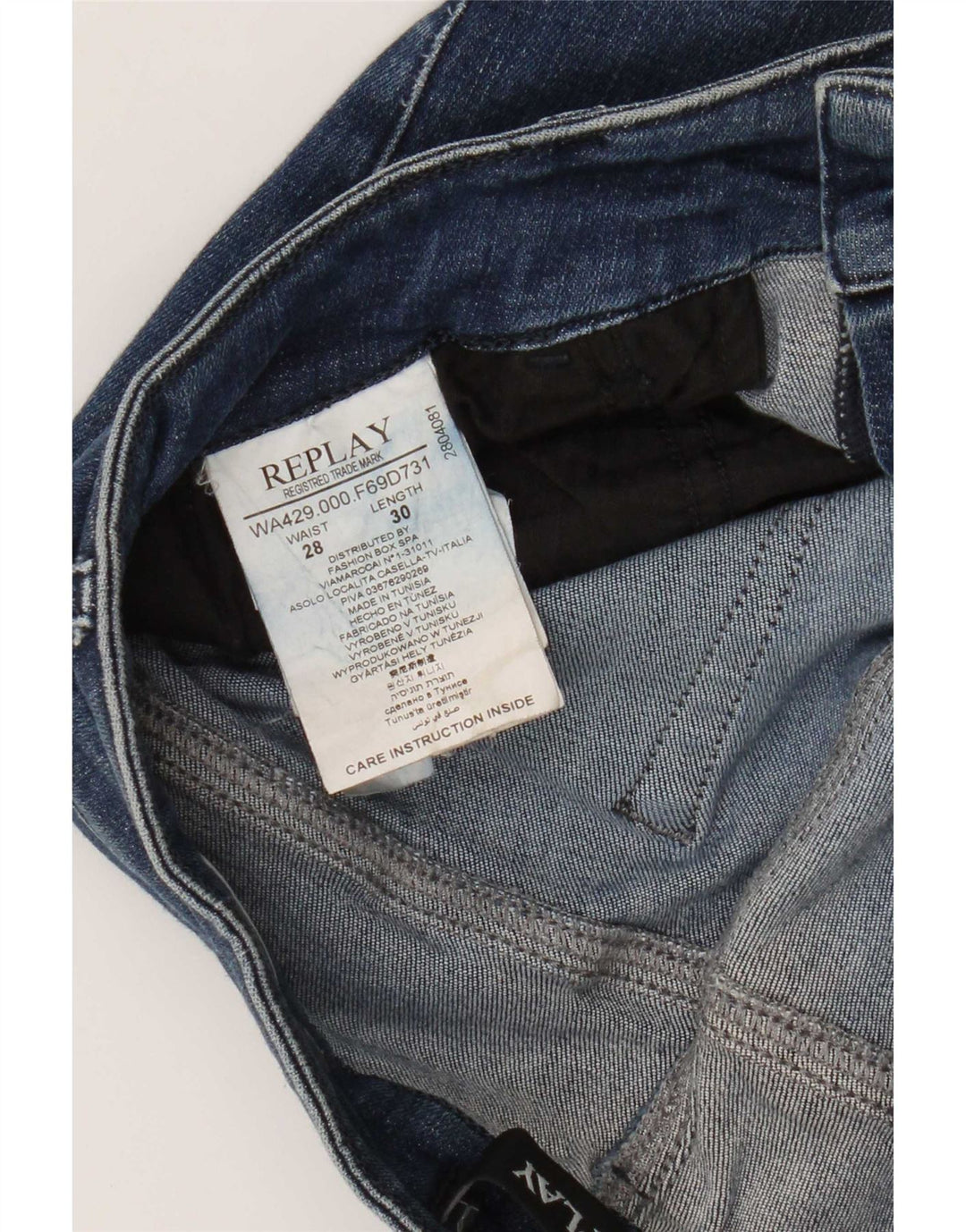 Replay Jeans Slim Feminino W28 L30 Azul Algodão