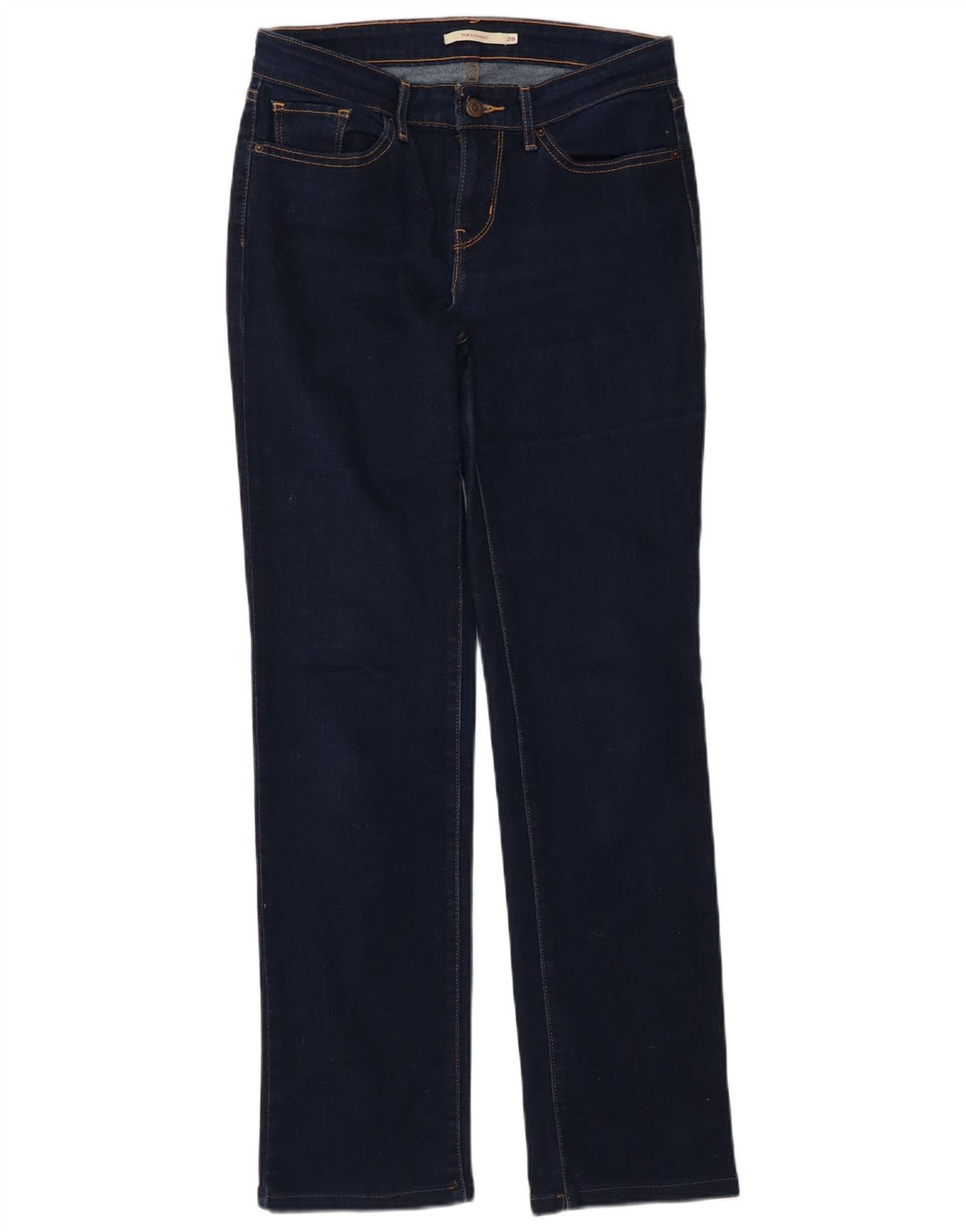 Calça jeans feminina Levi's 714 Straight W28 L30 azul marinho algodão