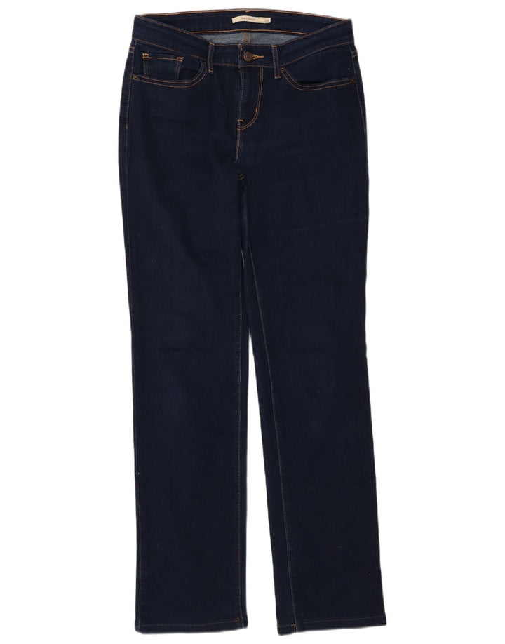 Calça jeans feminina Levi's 714 Straight W28 L30 azul marinho algodão