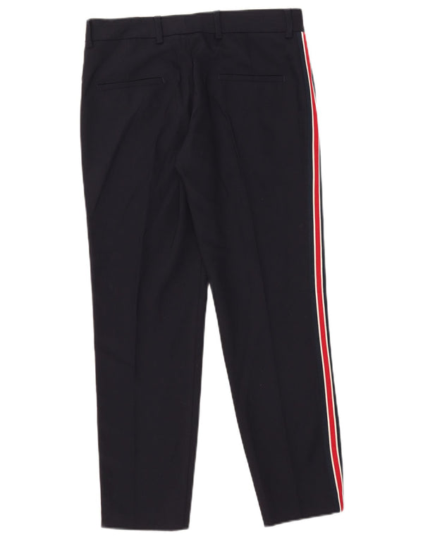 Calça feminina Zara Slim Suit EU 34 2XS W24 L26 azul marinho listrado
