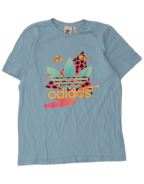 Adidas Mens Graphic T-Shirt Top Médio Algodão Azul