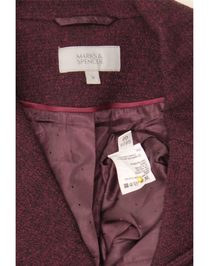 Jaqueta blazer feminina Marks & Spencer com peito duplo Reino Unido 18 XL Borgonha