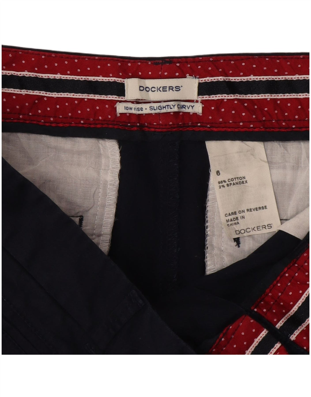 DOCKERS Shorts Chino Feminino Ligeiramente Curvilíneo US 6 Médio W30 Azul Marinho